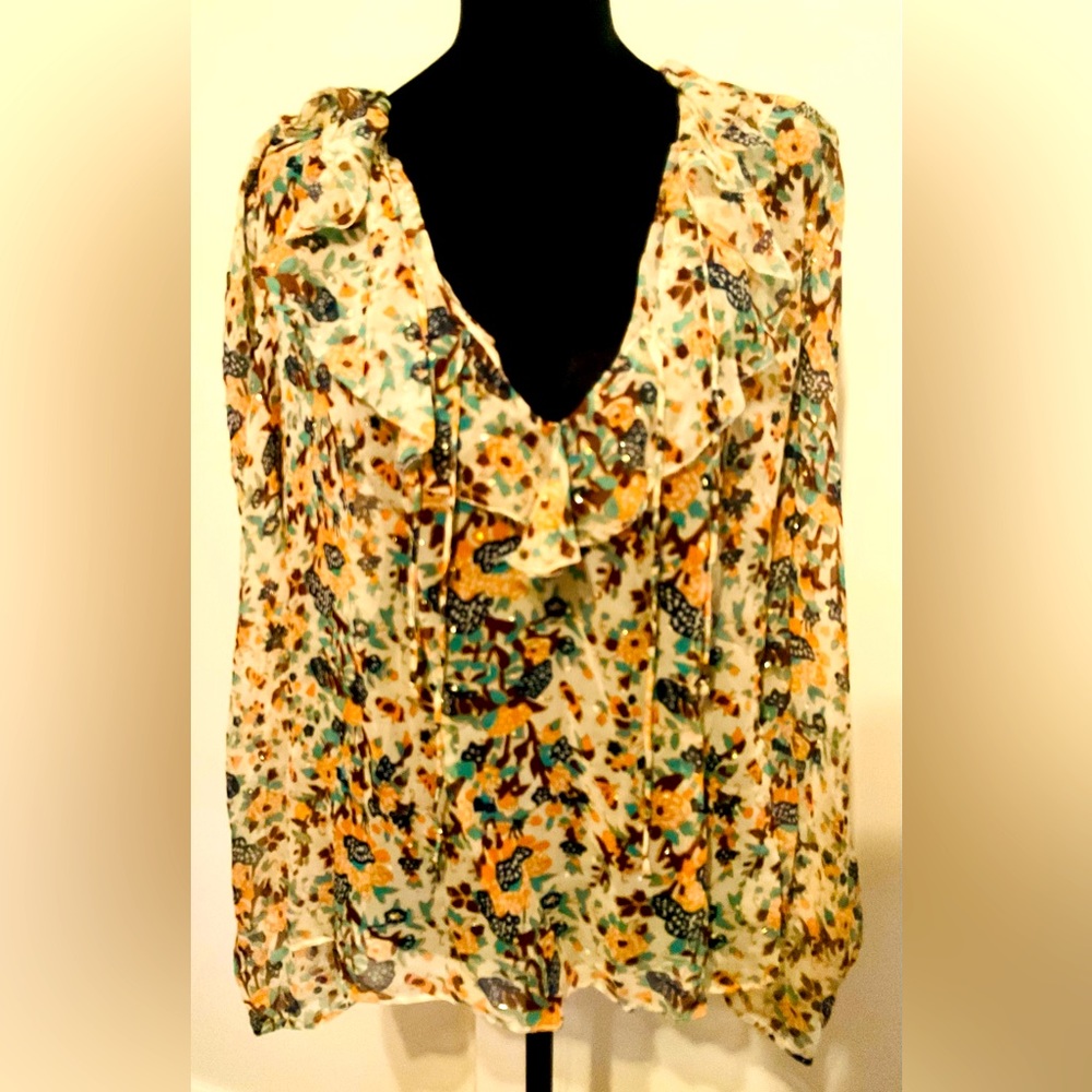 Gorgeous Ulla Johnson Astrid Floral Silk Long Sleeve Blouse sz 10 - NWT Intermix